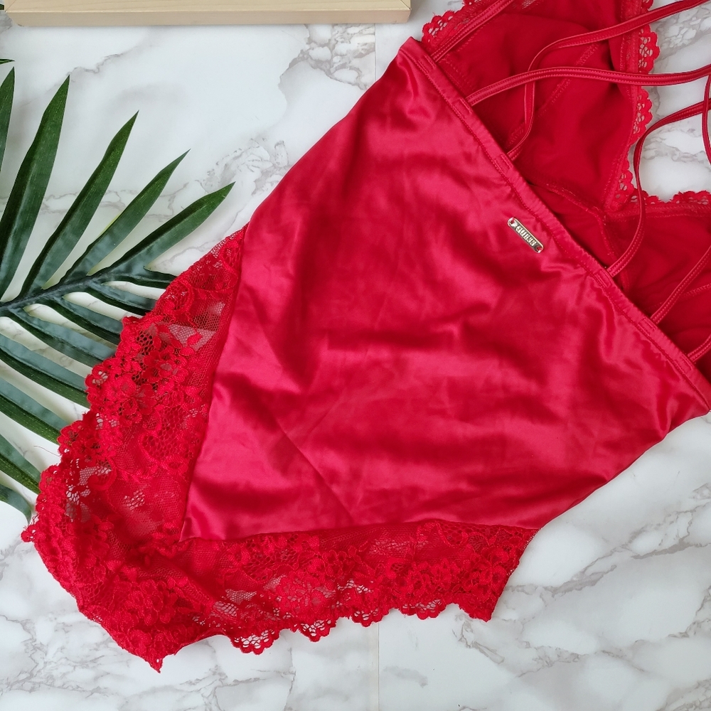 Guess Red Satin Lace Bodysuit - Picture 4 of 5